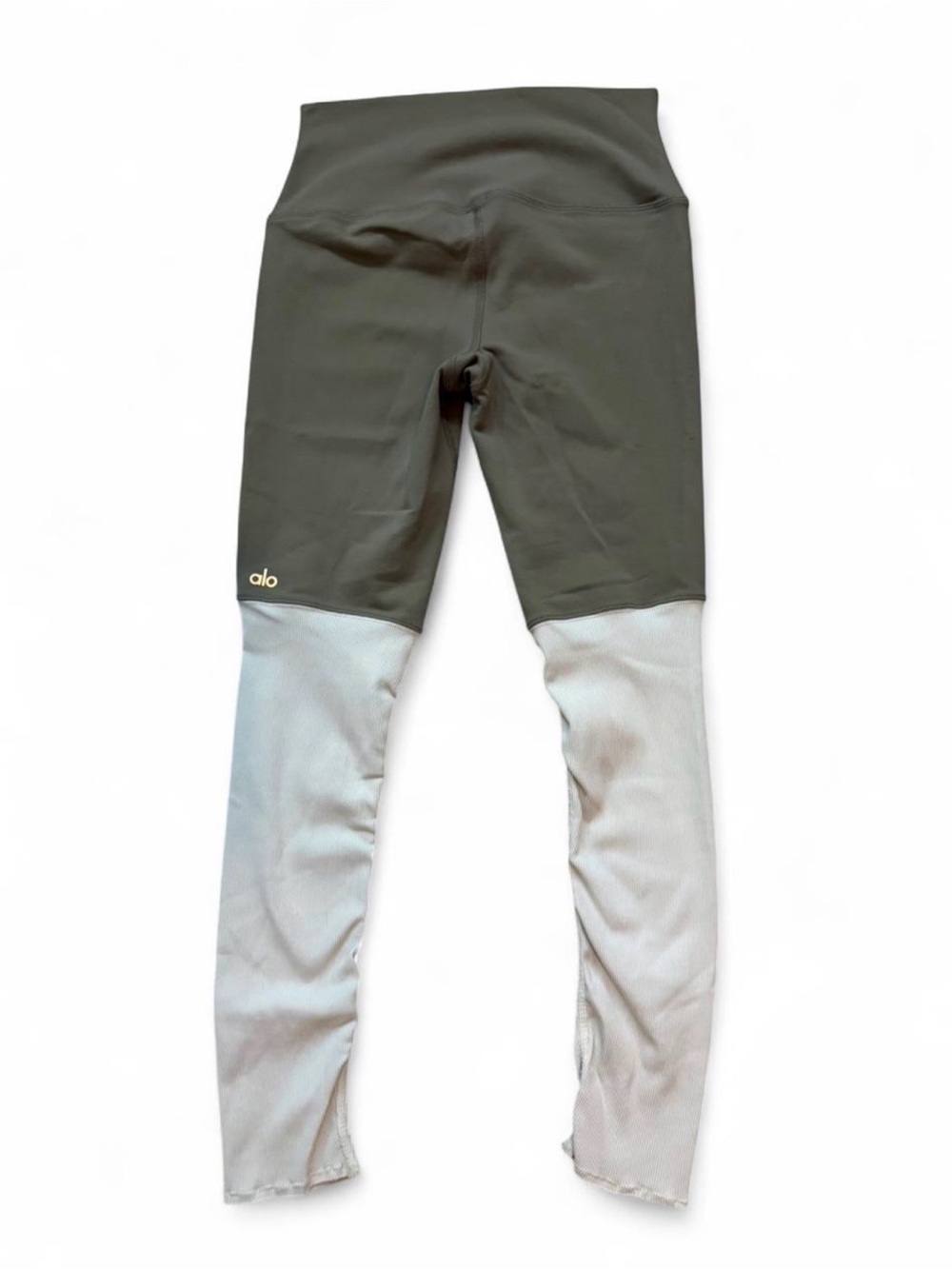 Alo Yoga White & Tan Khaki Leggings